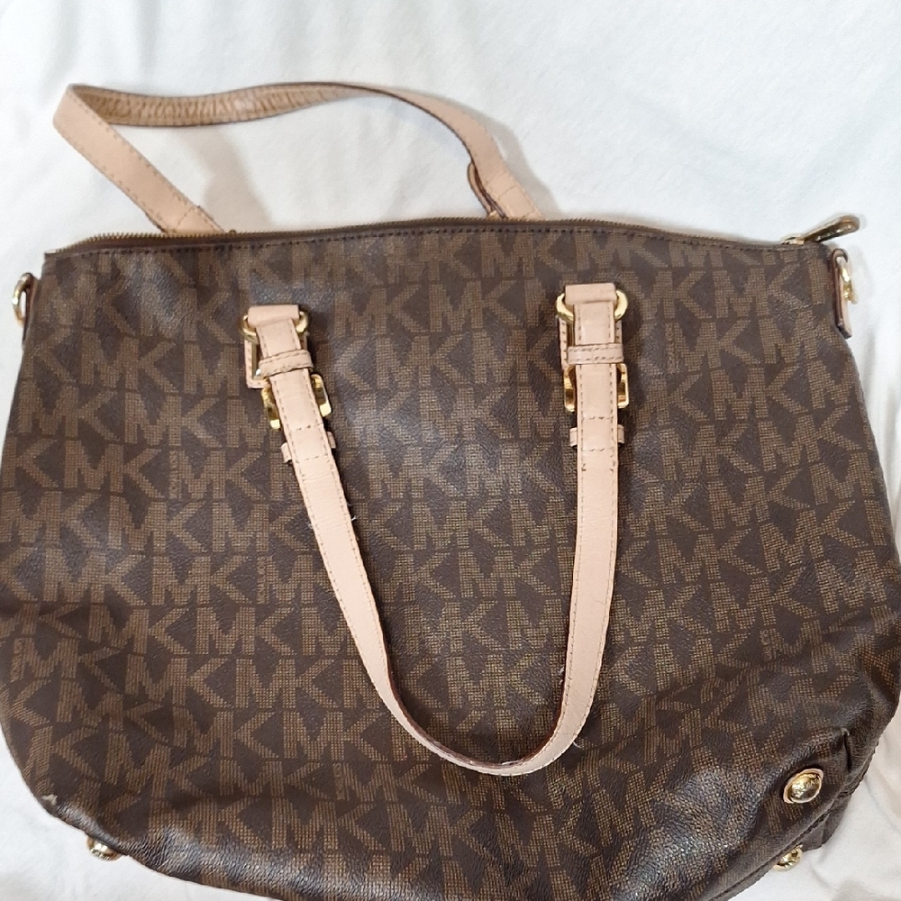 Michael Kors Signature Brown and Tan Shoulder Bag, See Description For Condition